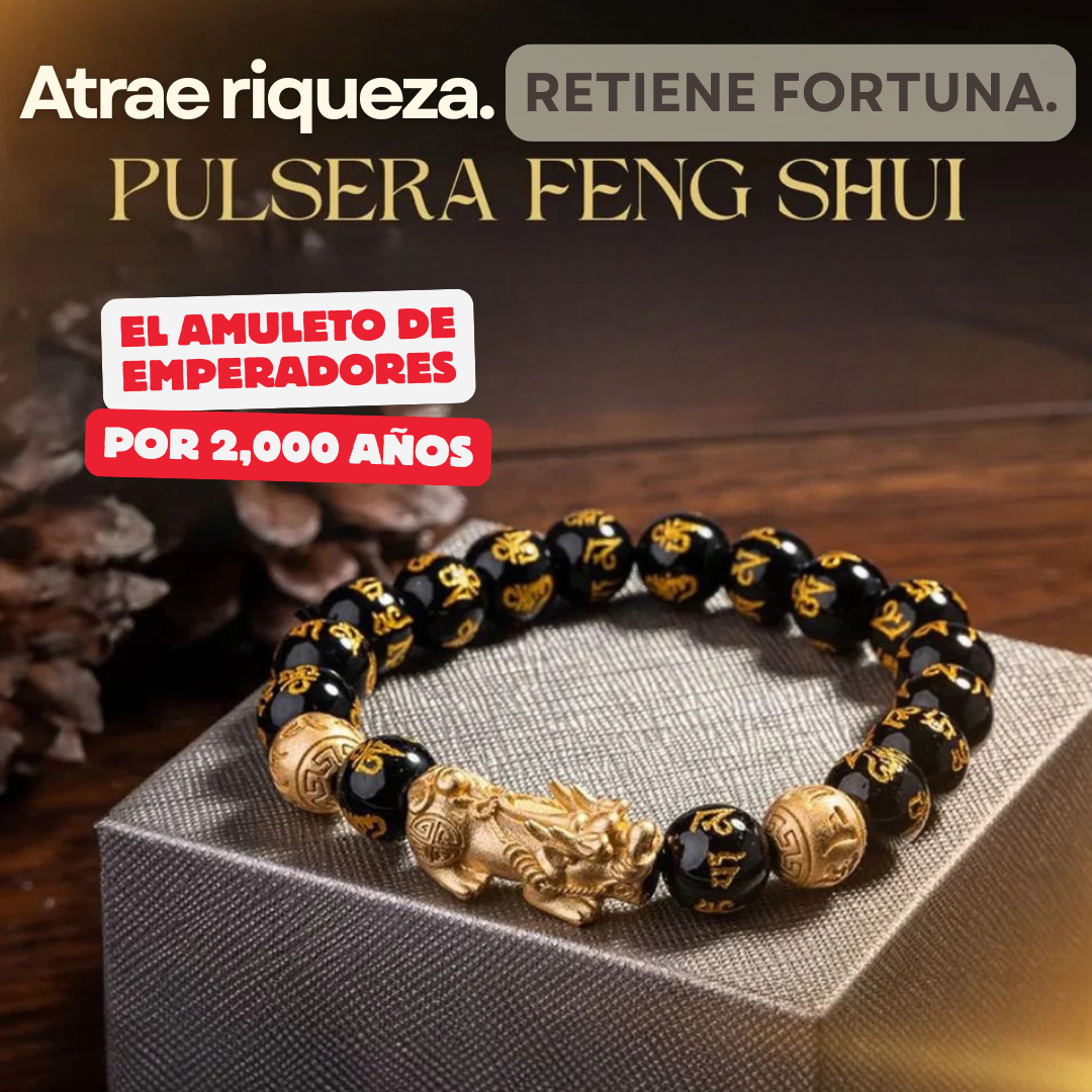 Pulsera PiXiu Feng Shui Obsidiana Negra - Para la Fortuna y el Éxito